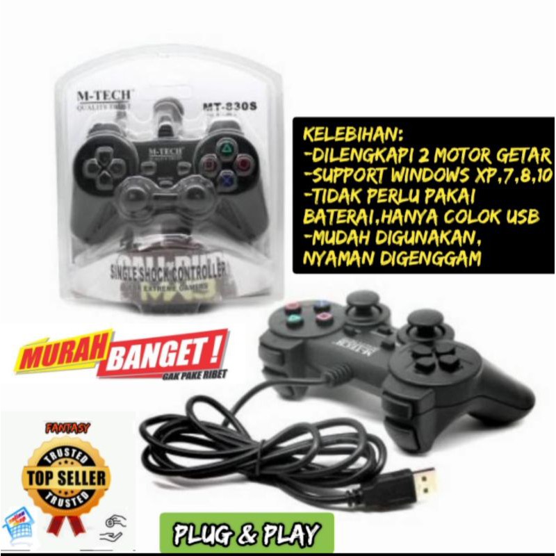 STIK/GAMEPAD SINGLE GETAR HITAM PC COMP
