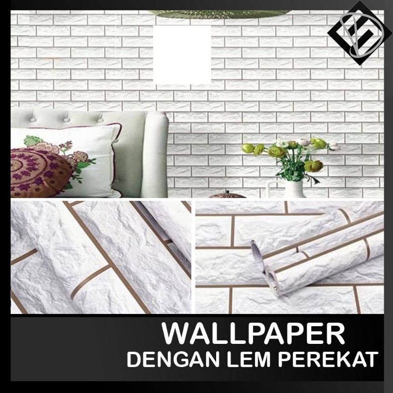 GROSIR Wallpaper Sticker Dinding / Sticker Dapur / Sticker Kamar MandiBatu Bata Putih Termurah