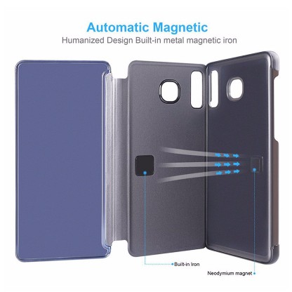 Case Flip Mirror Leather  SAMSUNG M10 M20 A10 A20 A30 A40 A50 A60 A70 A80 A90 Smart Case Standing