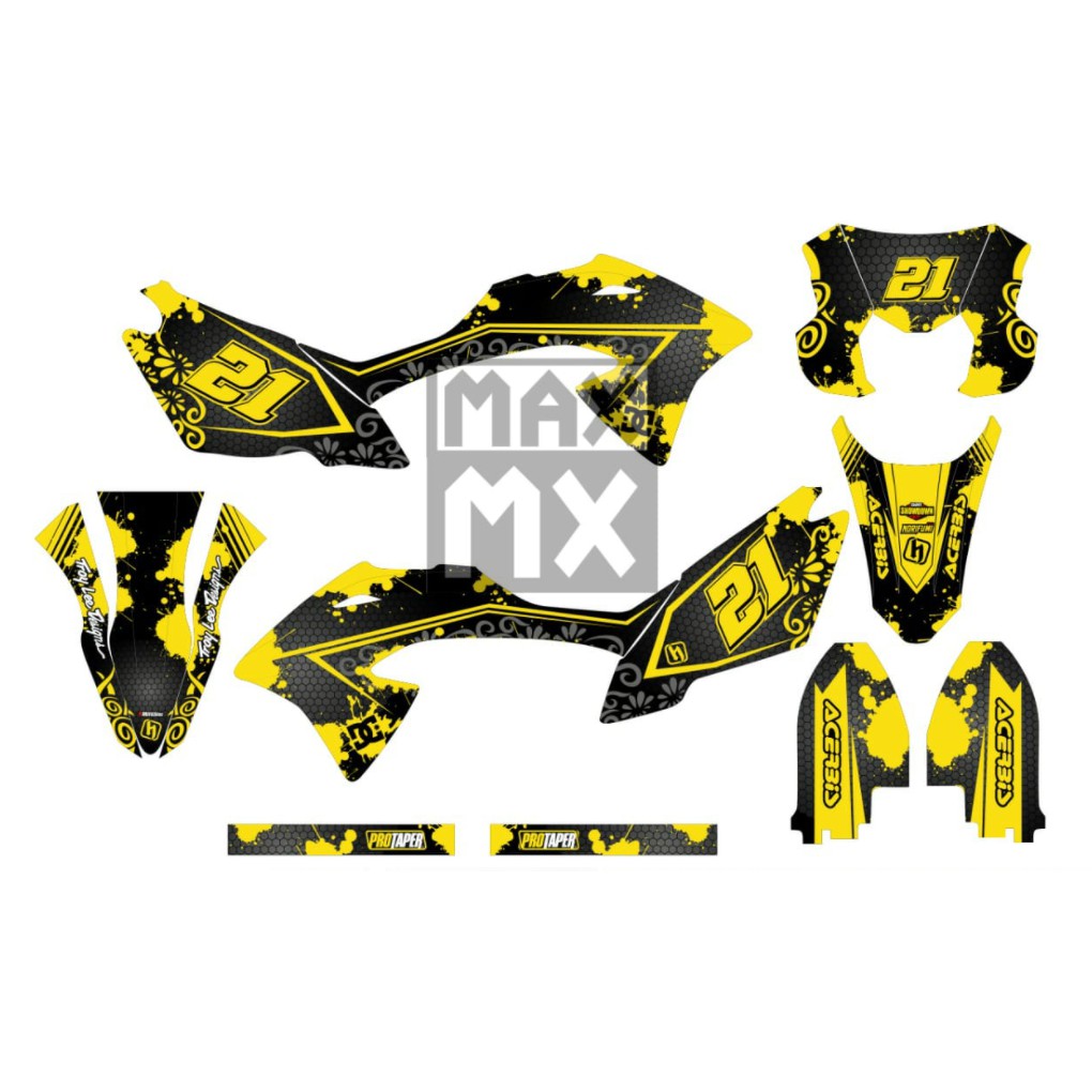 Decal Stiker KLX 150 BF Dekal Variasi Sticker Striping Custom Full Body kuning simple
