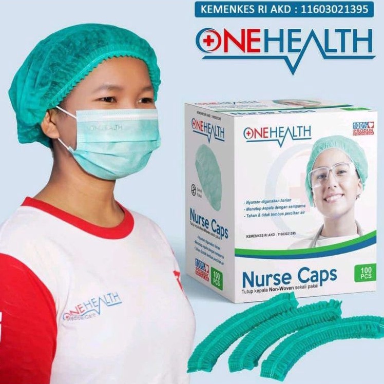 OneHealth Nurse Cap isi 100pcs -Topi Perawat Pelindung Kepala Hair Mob