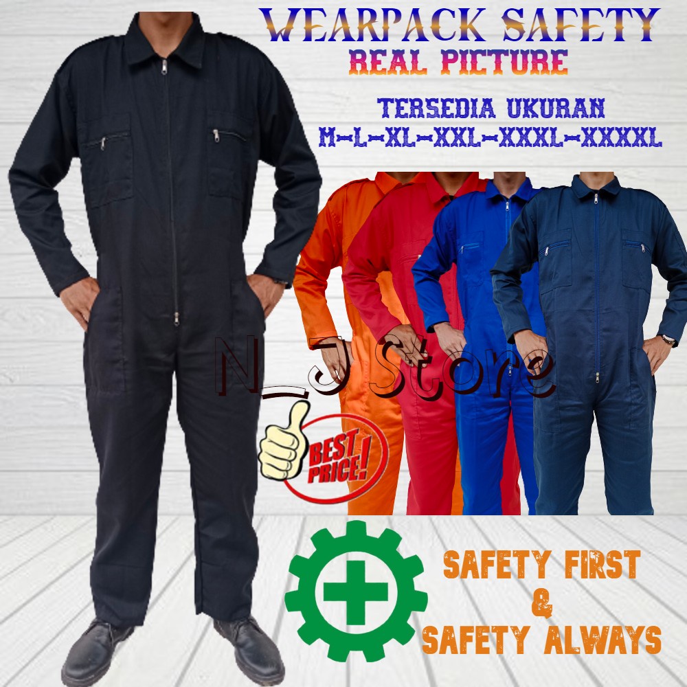 M-4XL Wearpack Safety / Wearpack Langsungan / Wearpack Kerja - Seragam Proyek - Bengkel - Sekolah Coverall-Overall Polos