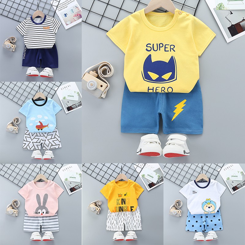 Setelan Kaos T-Shirt Anak Laki-Laki/Perempuan Lengan Pendek Gambar
