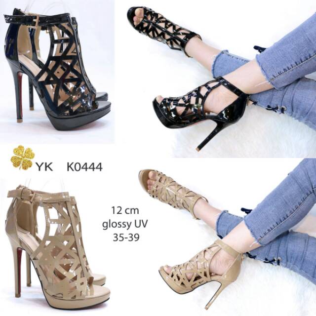 OSshoes 0444 premium heels 12cm 12 cm import shoes wanita high heels highheels ketutup opentoe