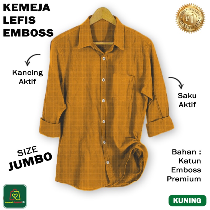 Kemeja Pria Lengan Panjang LEFIS JUMBO Katun EMBOSS Size M - XXL / 26940 26942 26944 26946