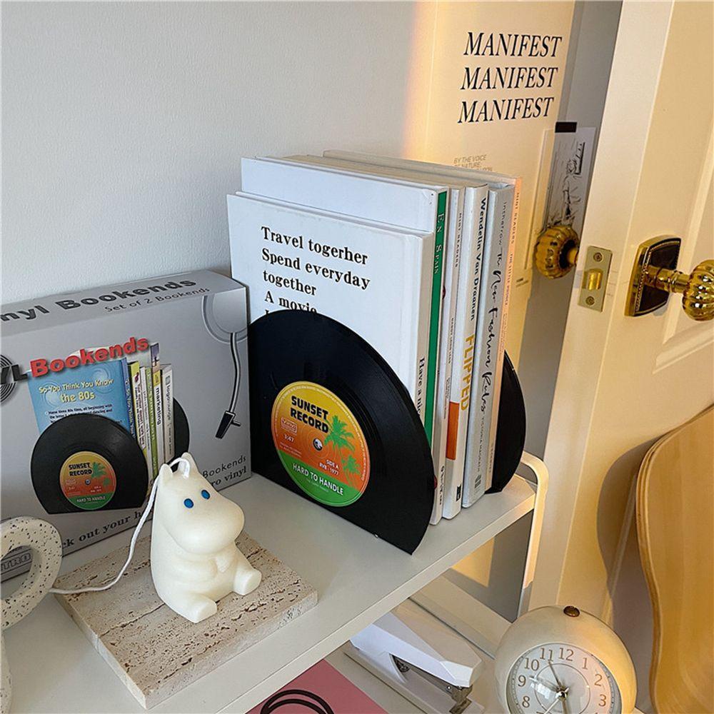 Lanfy Vinyl Bookends CD Klasik LP Berbentuk Non Slip Retro Vintage Book Support