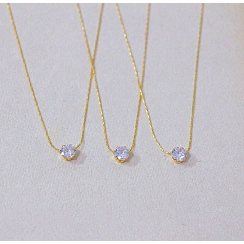 Kalung Titanium Liontin Permata Kecil Simple Wanita Korea