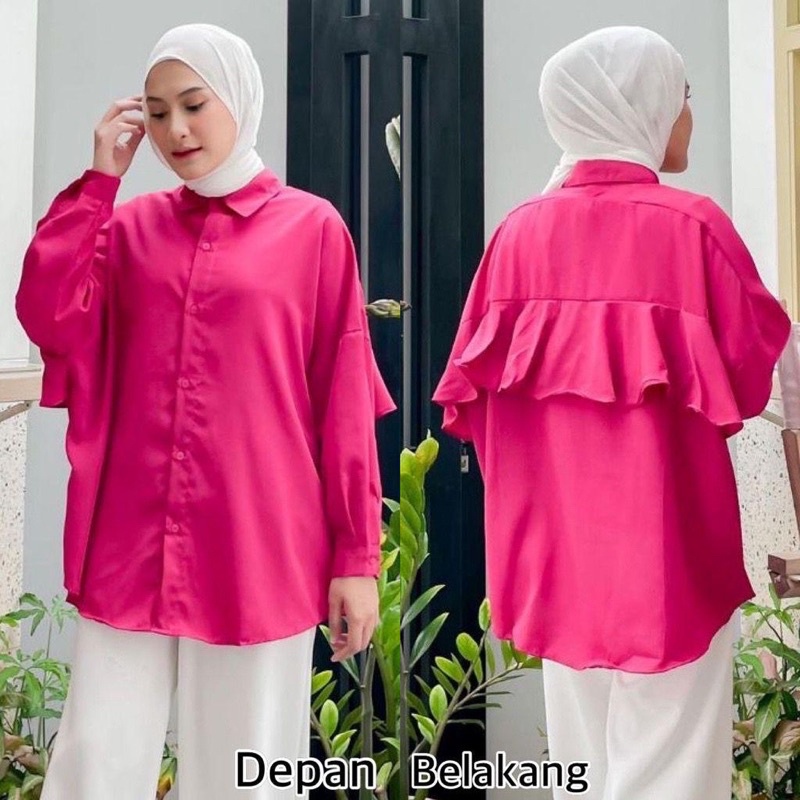 RUFFLE BACK OVERSIZE / KEMEJA POLOS OVERSIZE REMPEL BELAKANG