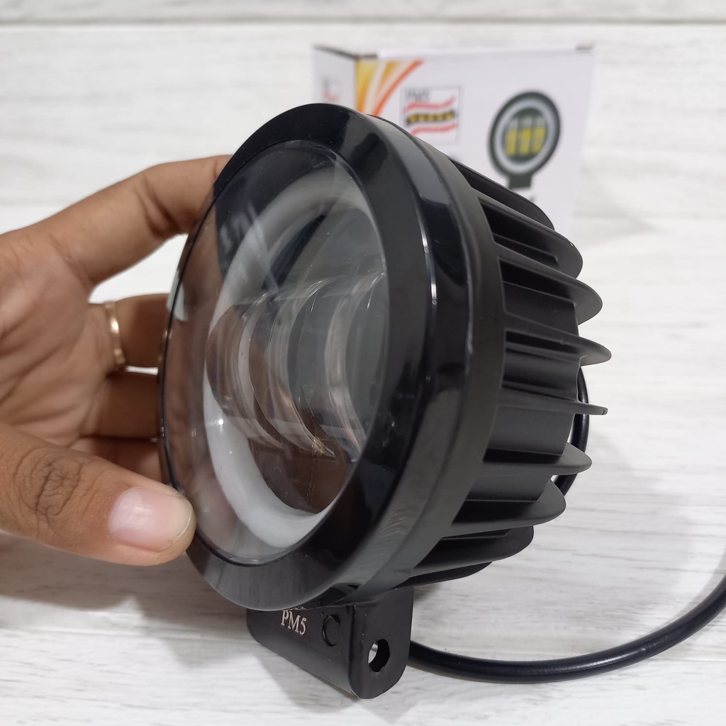 LAMPU TEMBAK SOROT KOTAK BULAT LED DAYMAKER 3 MATA ANGEL EYE MOTOR MOBIL