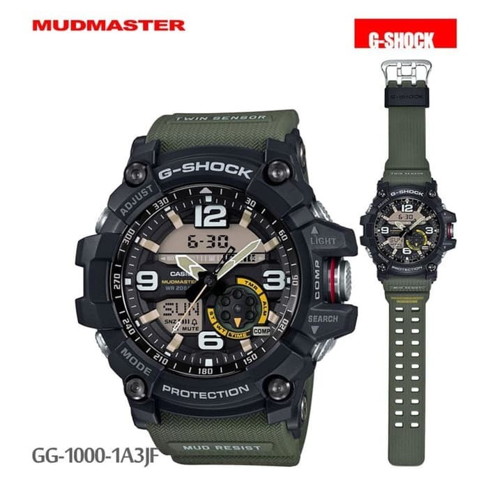 Jam G Shock GG-1000-1A3 Hijau Army GSHOCK MUDMASTER GG1000 IJO ORI BM
