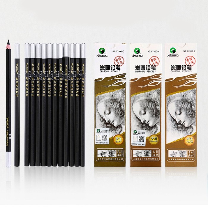 TERMURAH Maries Charcoal Sketch C7300 Pensil Sketsa Arang Satuan Drawing Pencil Pensil Arang