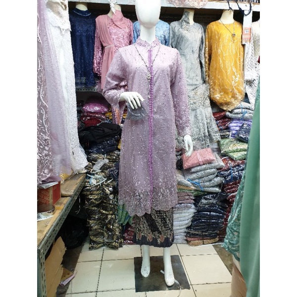 Promo Atasan Kebaya Tille Mutiara Payet Long Tunik Mewah Murah