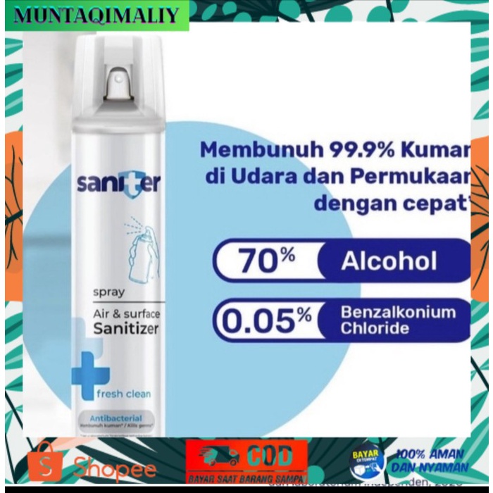[TERBARU] Saniter Spray Air Surface Sanitizer 400 ml Disinfectant Antibacterial - Eucalyptus 200