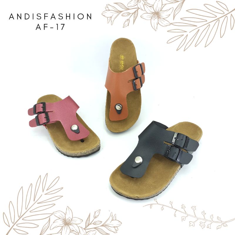 Sandal Birken Wanita Sendal Jepit Motif Gesper Andis AF17