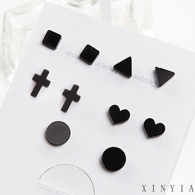 【Bayar di tempat】1 pc - BP0145 - Anting Magnet Hitam Black Magnetic Earring Kpop Korea BTS EXO NCT Straykids BigBang