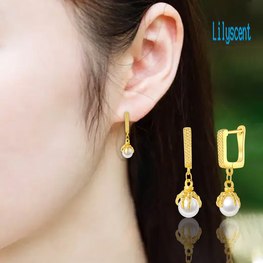 Ls 1 Pasang Anting Tusuk Desain Cakar Hias Mutiara Imitasi Gaya Hip Hop Untuk Pria / Wanita