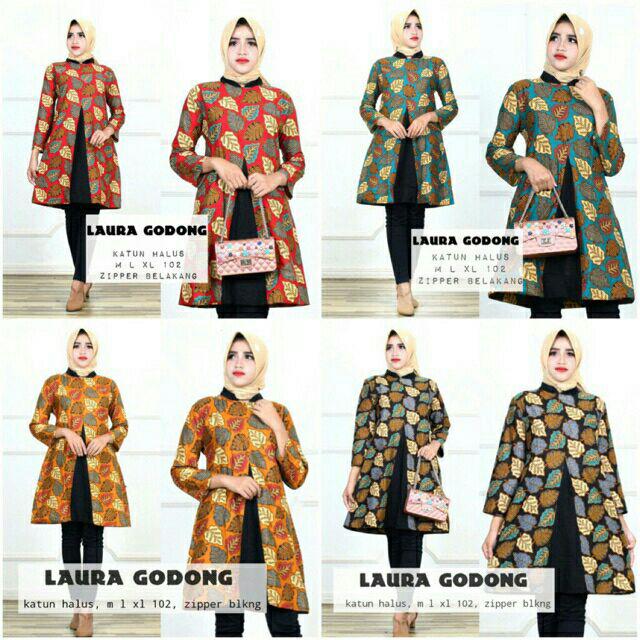 Tunik Laura Godong Tunik Batik Cantik Tunic Batik Modern Atasan Batik Wanita Muslim Seragam Kantor