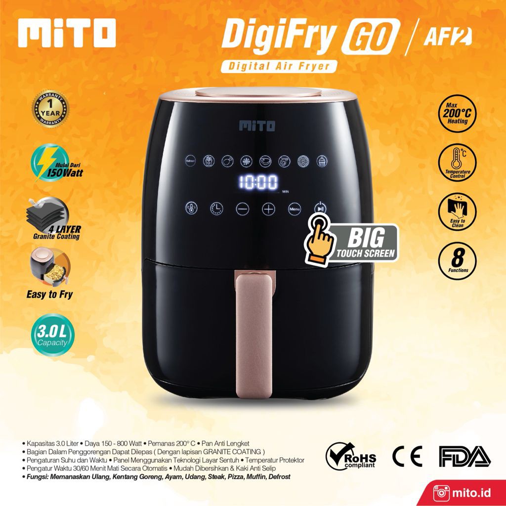 MITO AF2 Digital Air Fryer 3ltr - AirFryer DigiFry AF 2