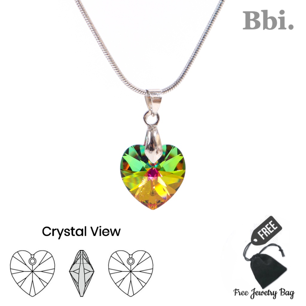 Kalung Wanita Swarovski Hati Pelangi KKWSPP