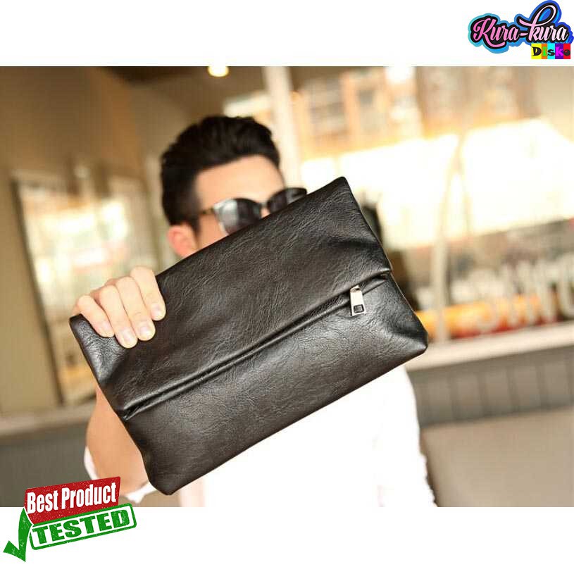 Grab Medan Tas Clutch Kulit Pria Handbag Tas Gengam Cowok Premium Import Foto asli 6011 Hitam Fashion Rhodey