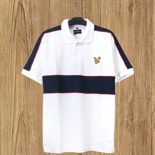 KAOS POLO LYLE & SCOTT COMBINATION / polo lyle&scott casual /KAOS POLO SHIRT LYLE & SCOTT PUTIH NAVY
