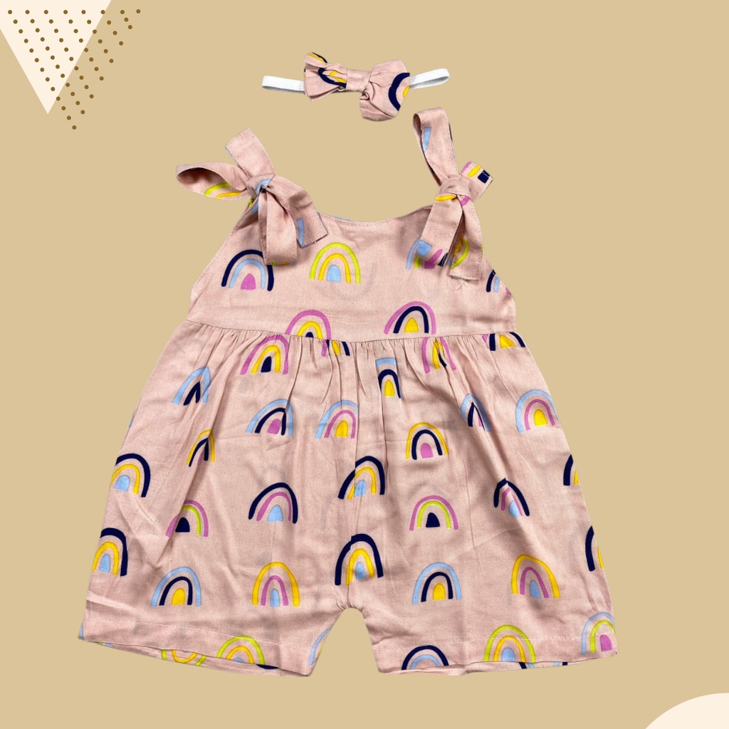 6-18 BLN JUMPSUIT BAYI TALI CHIKA BAJU BAYI PREREMPUAN FREE HEADBAND by BAJUANAKKANAYA-salem pelangi