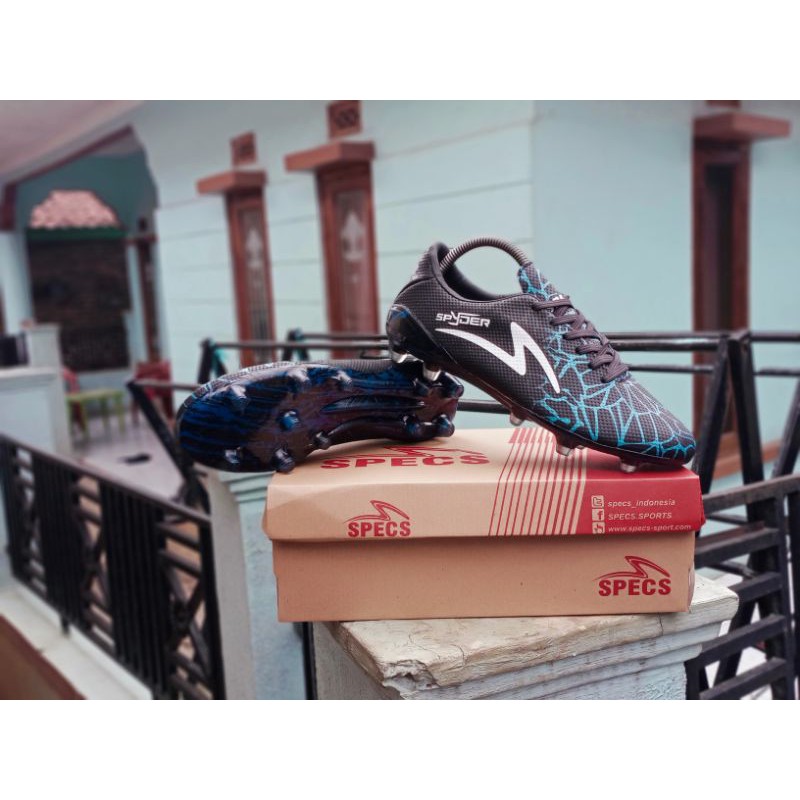 sepatu bola specs spider black blue