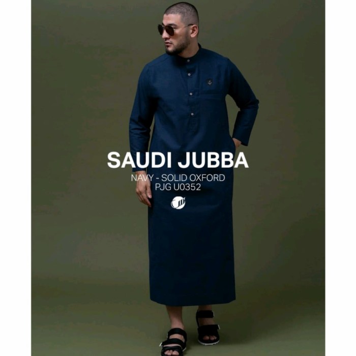 SAMASE JUBBA PREMIUM JUBAH MUSLIM LENGAN PANJANG JUBBA Pria - NAVY, S