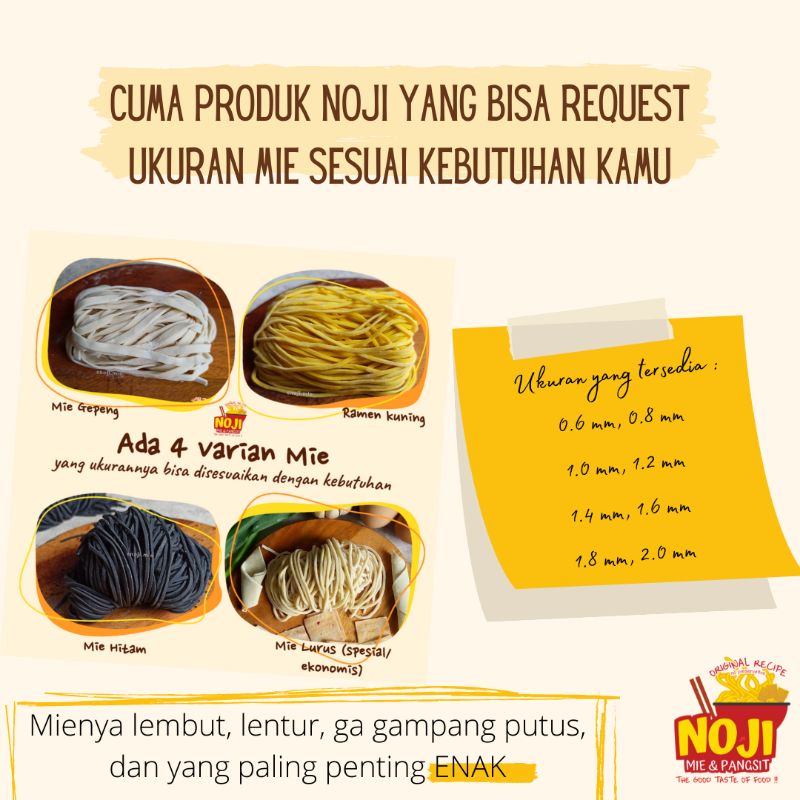Mie mentah noji 1kg (BISA PILIH UKURAN MIE)