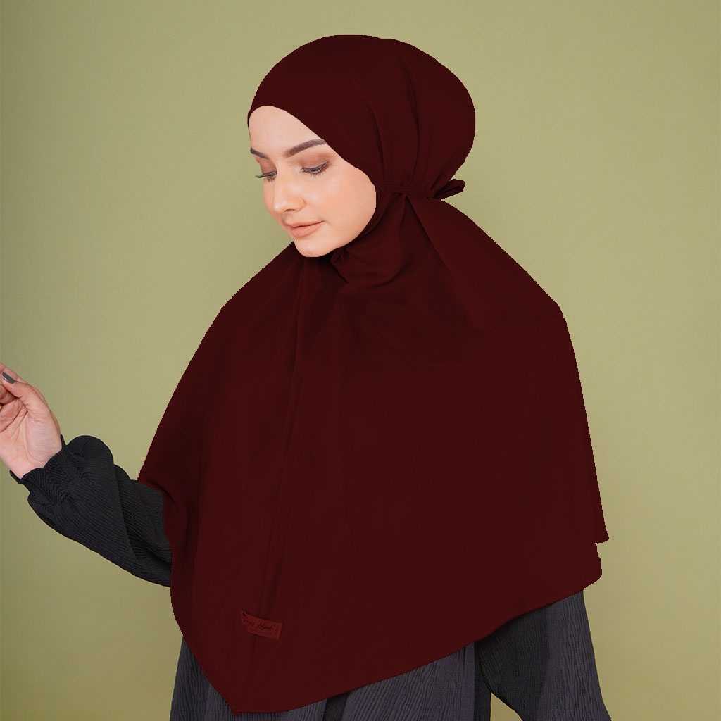 Bugis Hijab - Bergo Maryam Polos - Ukuran XL - Bergo Instan (Katalog A)-MAROON
