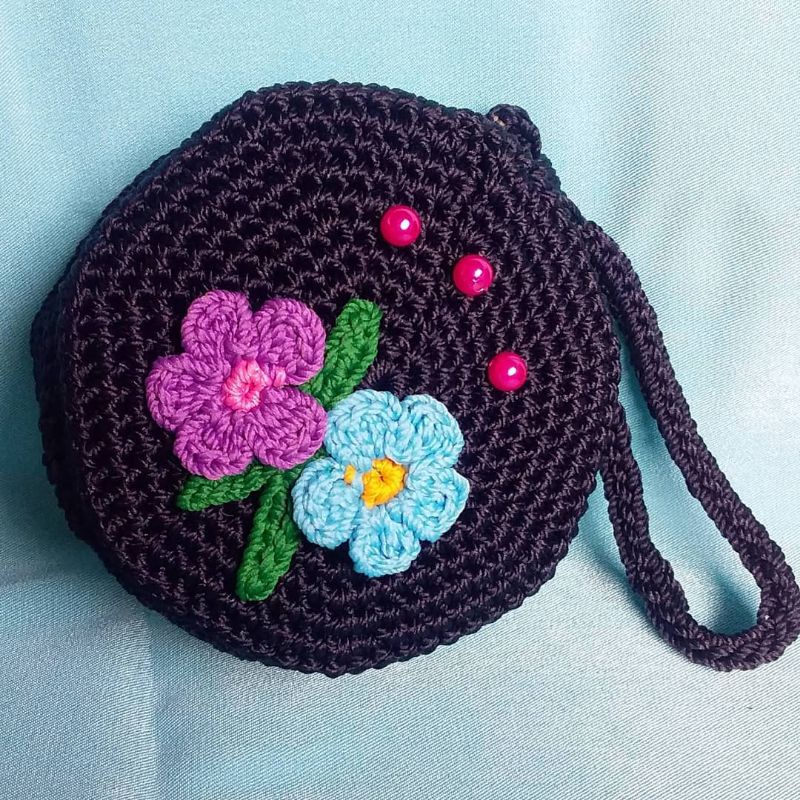 dompet koin bulat rajut/dompet rajut lucu cantik