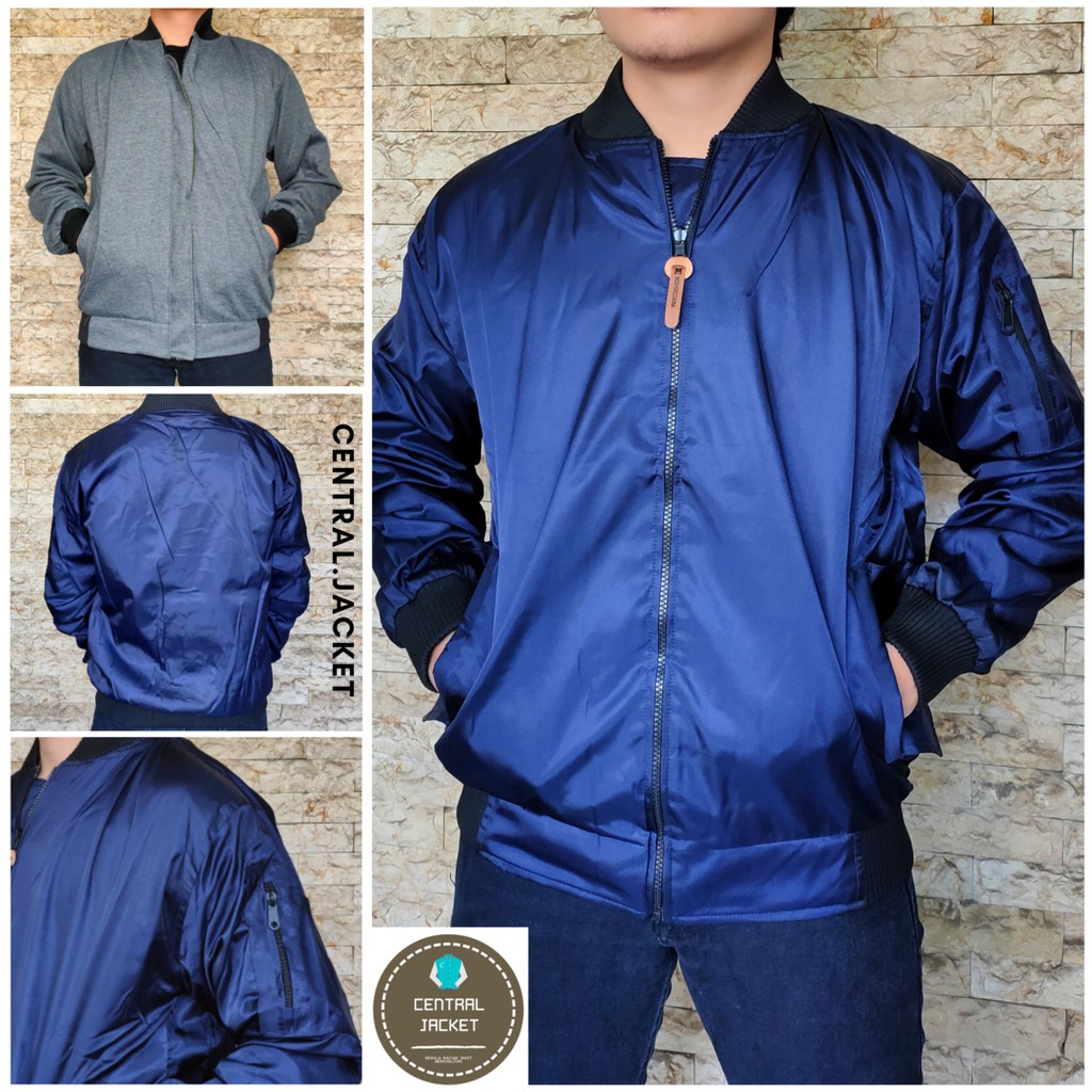 Jaket Bomber Pria Bolak Balik Premium - Jaket Bomber Polos Parasut Taslan Tebal