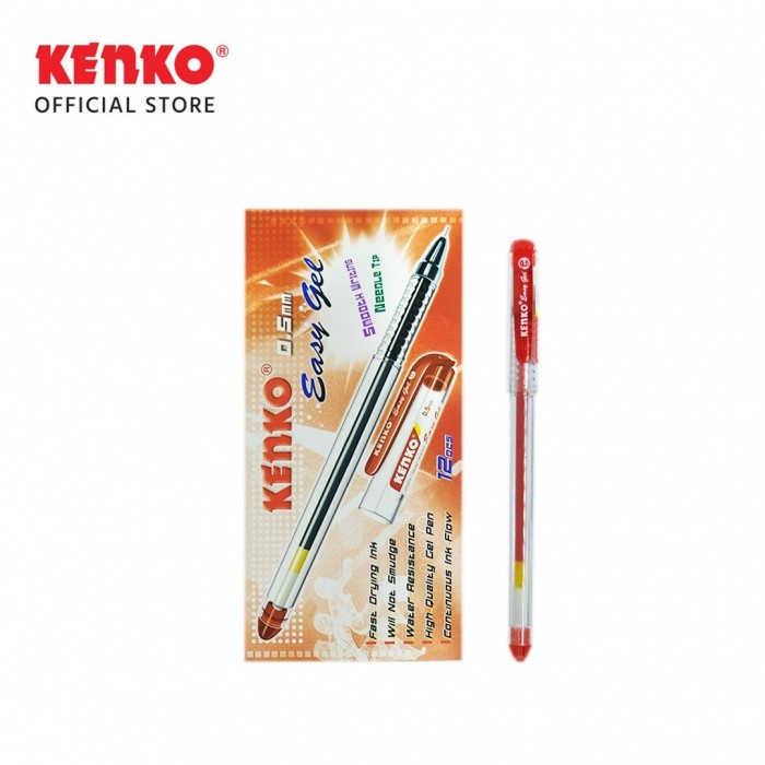 pulpen kenko 0.5mm bolpoint warna hitam, merah dan biru