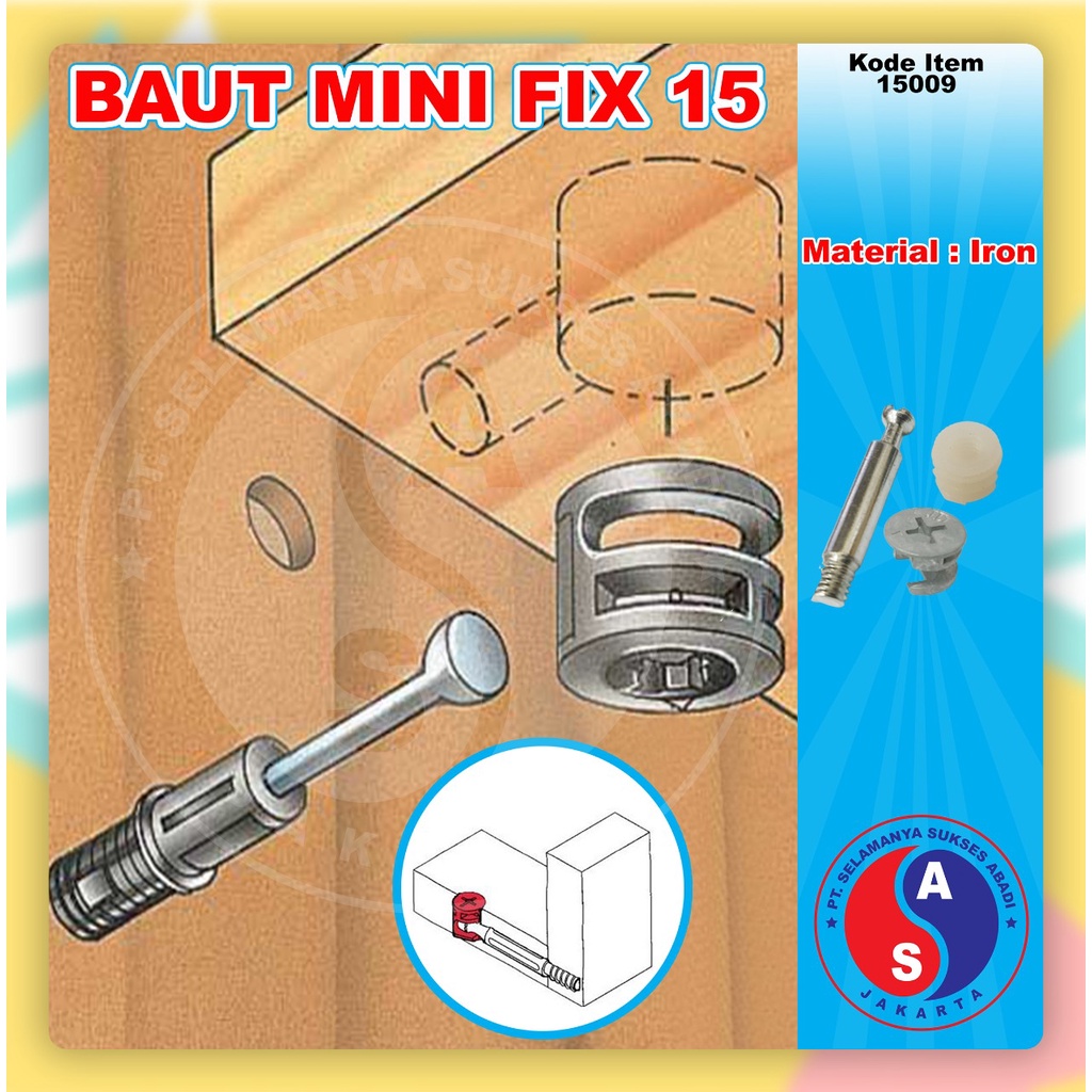 Baut Mini Knock Down Minifix Set Sambungan Kayu Socket Furniture Termurah