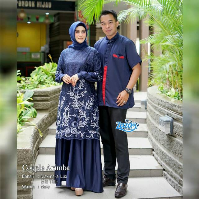 Couple gamis brukat dan kemeja couple kondangan HQ sarimbit gamis dan kemeja Couple Arimba by Zaza