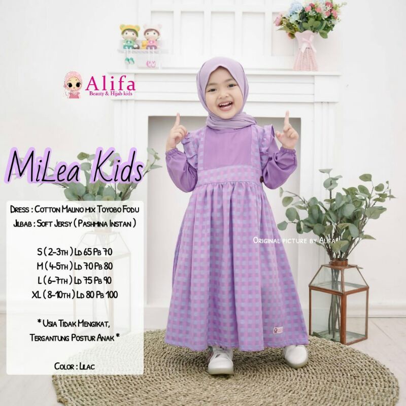 Milea Kids Dress Set Jilbab by Alifa