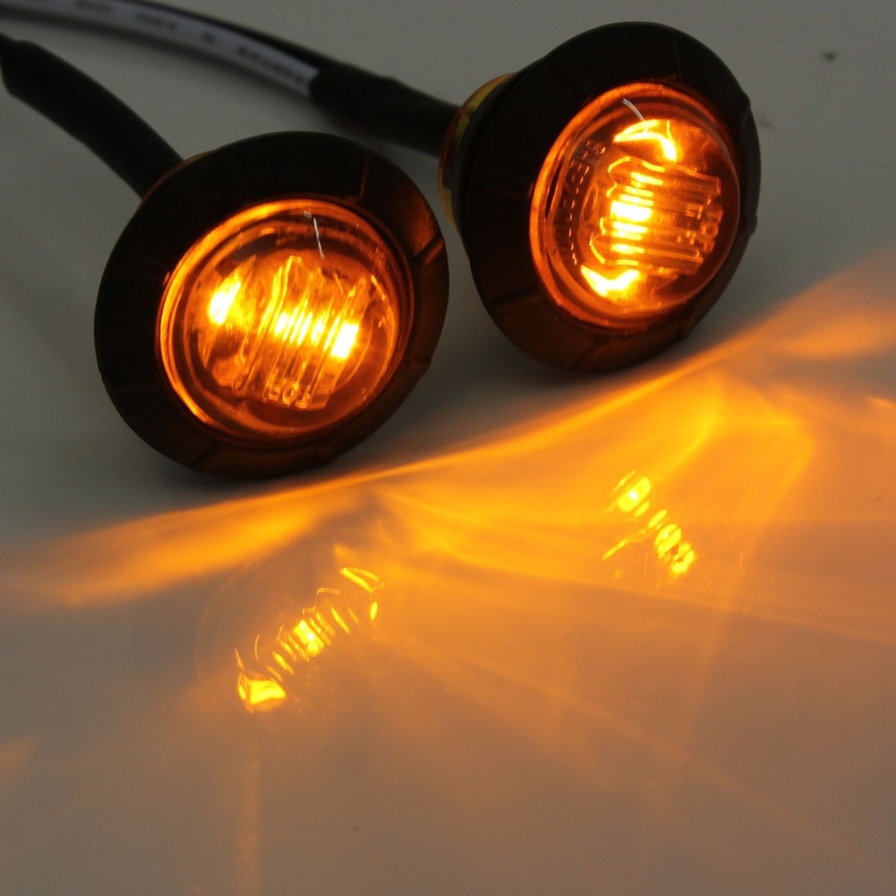 1pc Lampu Sein 3-led 12v / 24v Bentuk Bulat Warna Kuning / Putih / Merah Untuk Truk