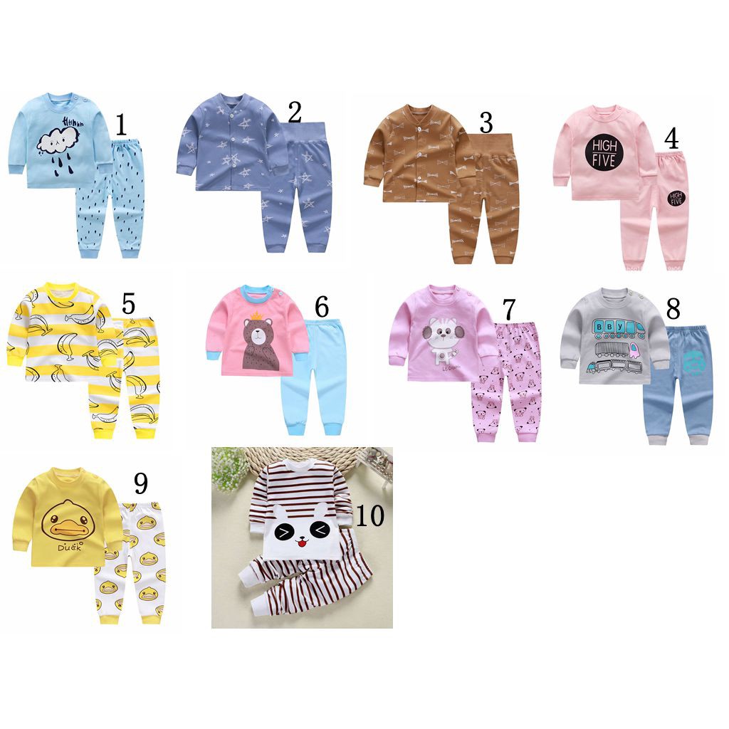 Setelan Piyama Baju  Tidur Lengan Panjang Cute Motif  Gambar 