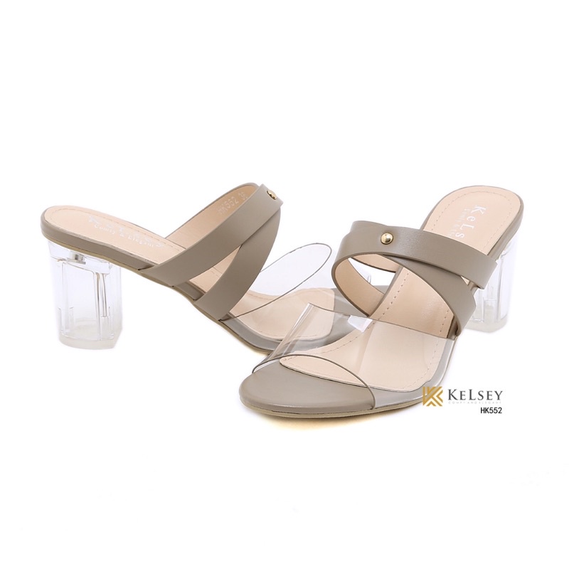 (GRATIS ALAS KAKI) Nicole Sandals Hak Kaca 8cm Wanita / Sandal Heels Wanita Kelsey HK552