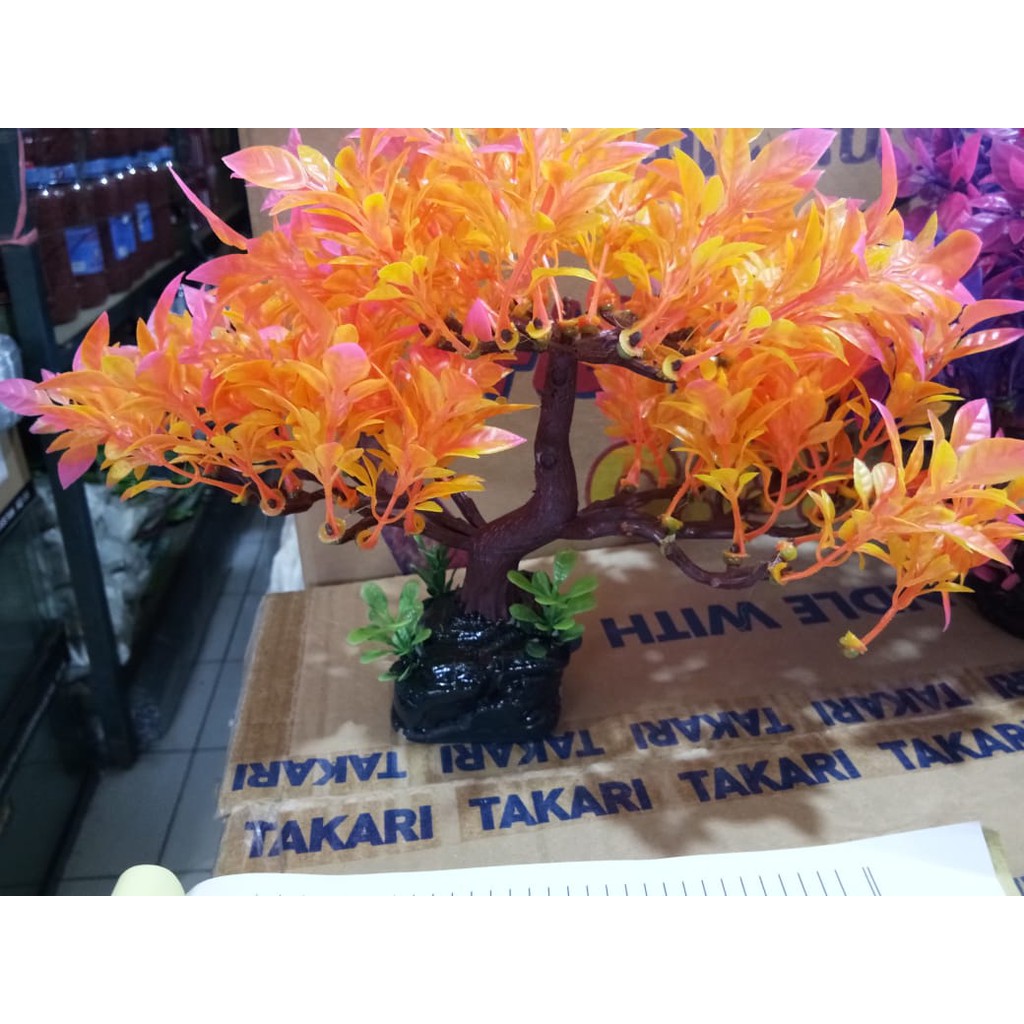 Pohon Bonsai Plastik - Dekorasi Aquarium