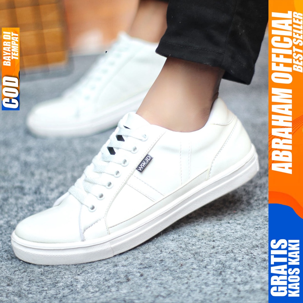 Sepatu Sneakers Pria Sepatu Casual Pria Kulit Pu Sepatu Kerja Kuliah Kondangan Sepatu Hitam Pria GUMO ABRAHAM