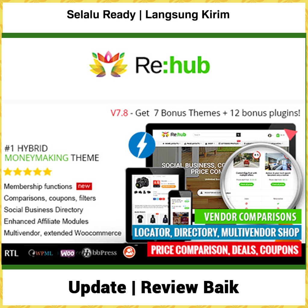 REHub Price Comparison, Affiliate Marketing, Multi Vendor Store, Community Theme Termurah Clean