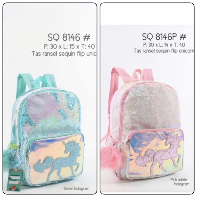 Tas Ransel Bacpack Model Justice Sequin Unicorn / Shaky Justice Backpack Unicorn