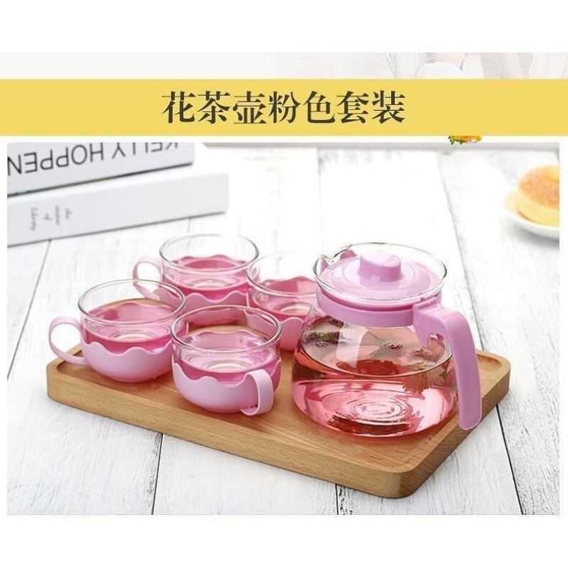 Teapot Set Saringan / Teko Set Kaca Plus Gelas / Teko Kaca / Teko Teh / Teko Set Souvenir