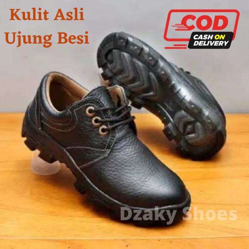 Sepatu Safety Pria Pendek Tali King Sparta Ujung Besi Anti Slip Tidak Licin Kerja Hotel Kantor Dapur