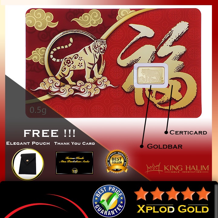 Emas King Halim 0,5 Gram Tiger Gold Logam Mulia Spesial Imlek 2022 Kinghalim 0,5Gram Versi Tiger Shi