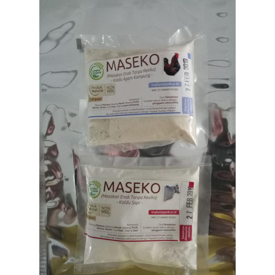 

Maseko Kaldu Ayam / Sapi Non MSG Refil 100g Lingkar Organik - Kaldu sapi