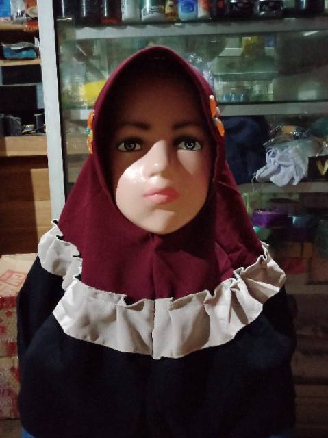 Jilbab anak LED rempel 3-8 tahun kombinasi 3 warna