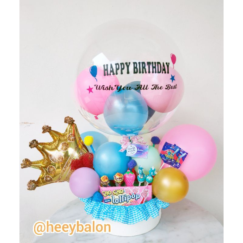 Balon Buket/Balon Box/Balon Bening/Balon Snack/Balon ultah/Snack Box/Balon Wisuda/Buket Ultah/Kado