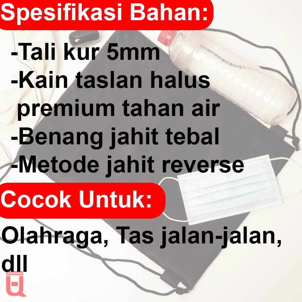 Tas Serut Taslan Anti Air (Tas Gym Tas Olahraga Tas Sepatu Drawstring Bag Polos)